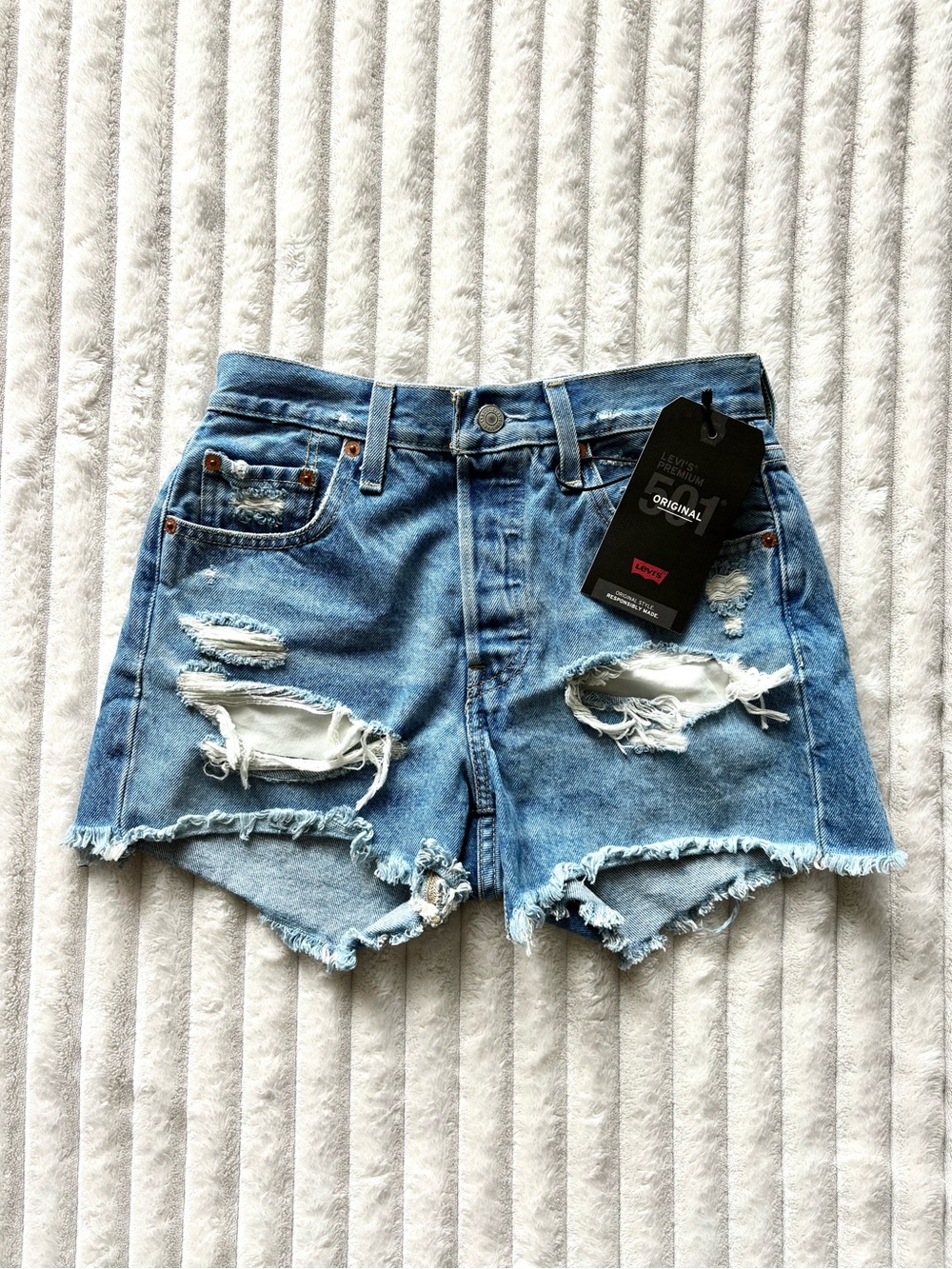 Levi's 501 Ripped Denim Cutoff Shorts